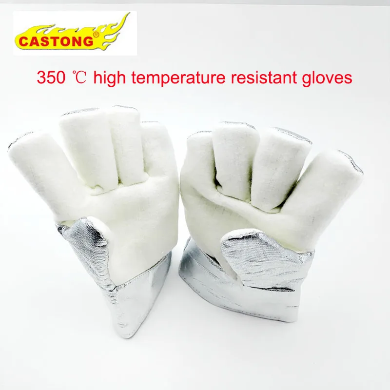 

Fireproof gloves 350 degrees high temperature resistant gloves aluminum foil heat insulation anti-scald cutting safety glove