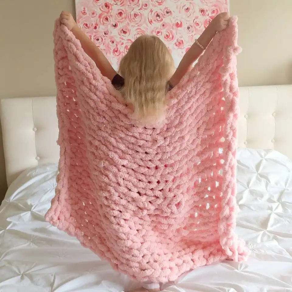 Soft Chunky Knitted Chenille Blanket for Home Decor