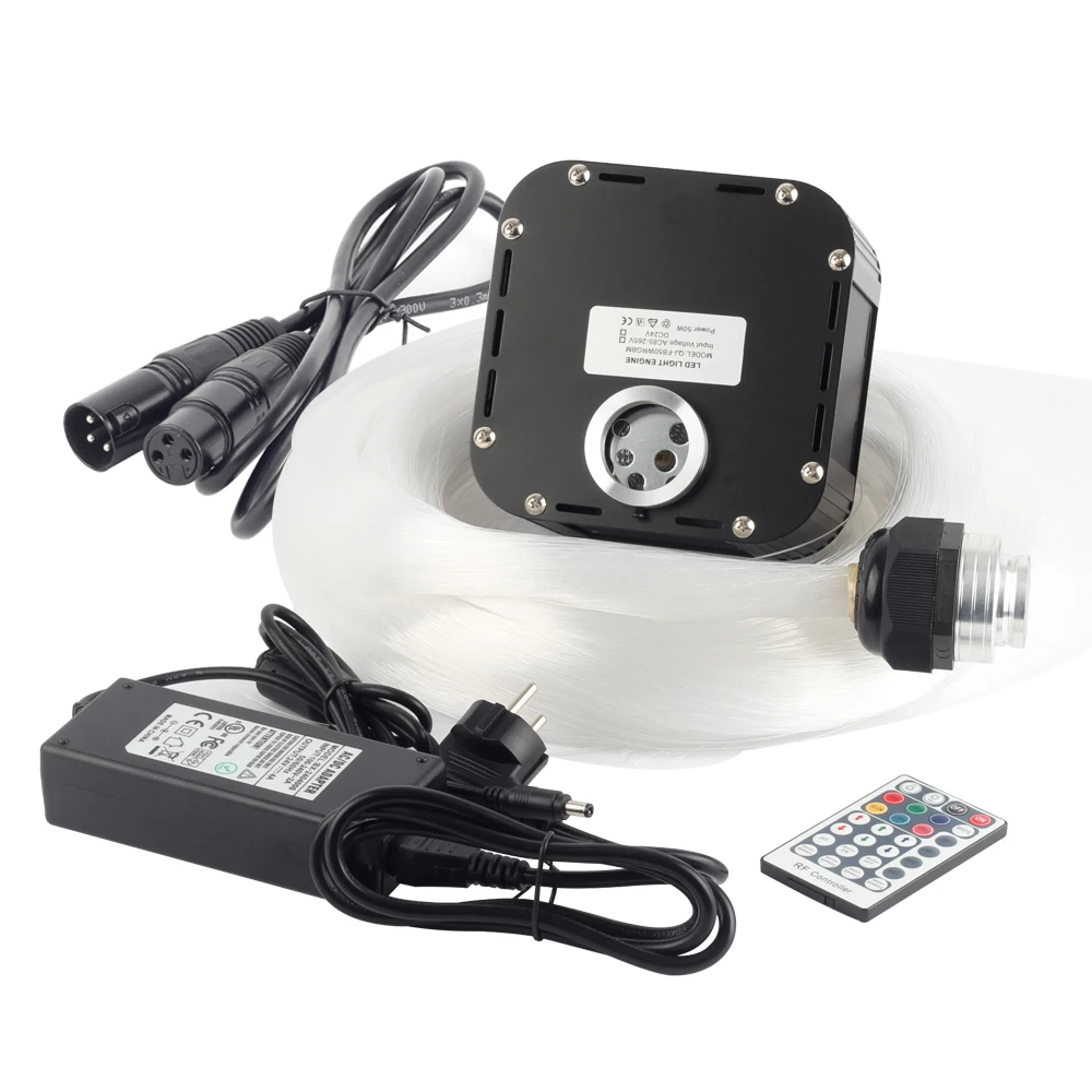 Волоконно-оптические огни RGBW 50 Вт DMX512 поддерживается мерцание комплект потолок Метеор звездное небо эффект 400 до 835 стенды 4-5 м оптический кабель