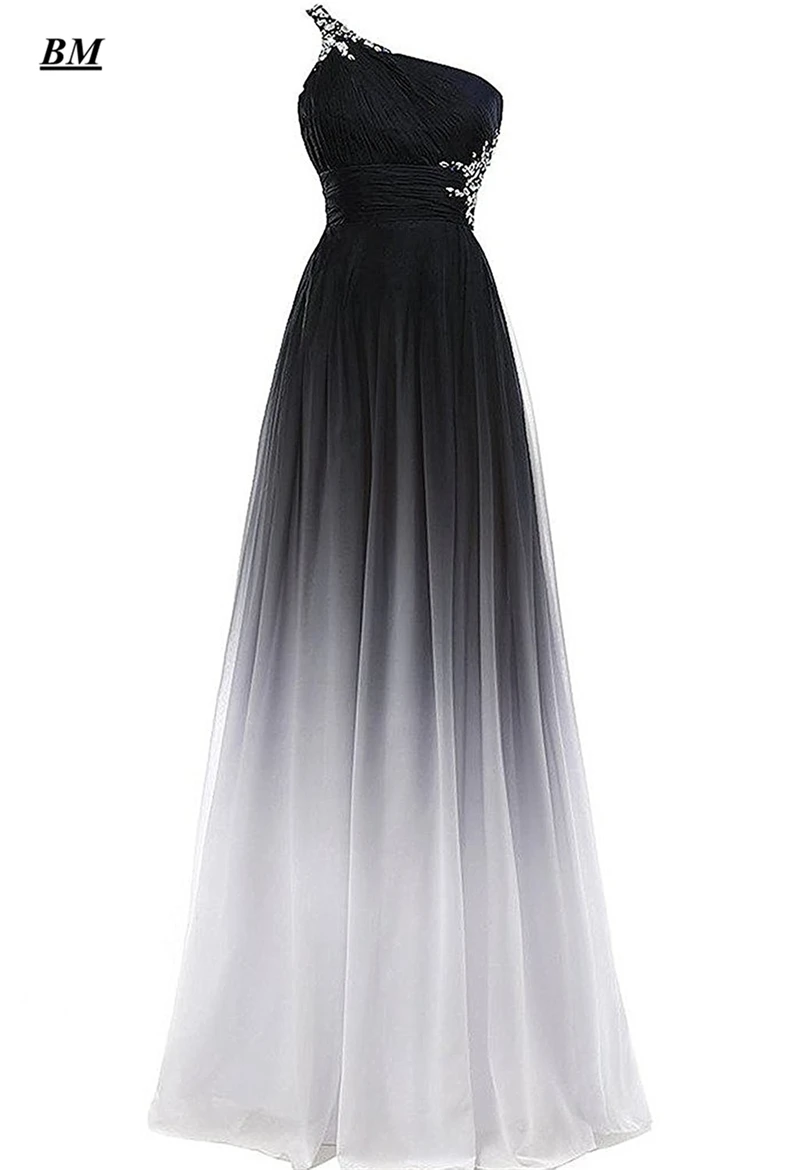 

Sexy A-line Ombre Prom Dresses 2019 Chiffon Sequins Beading Long Gradient Formal Evening Dress Party Gown Vestidos De Gala BM12
