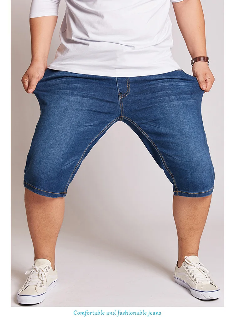 Мужская одежда летние эластичные ковбойские шорты с резиновой лентой свободные и большие размеры шорты больших размеров Короткие штаны