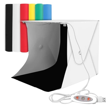 

Photo Studio Box, Mini Portable Folding Photography Photo Studio Tents With Dual Led Lights And 6 Backdrops