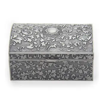 

Vintage Metal Jewelry Box Small Trinket Storage Organizer Box Chest Ring Case