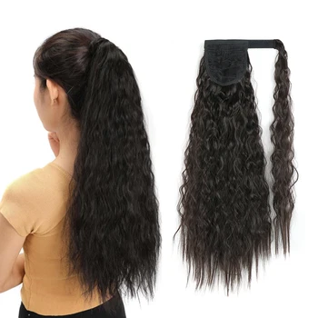 

ValenWigs 22" Long Curly Wrap Around Clip In Ponytail Hair Extensions Synthetic Kinky Curly Ponytail Fluffy Hairpieces For Women