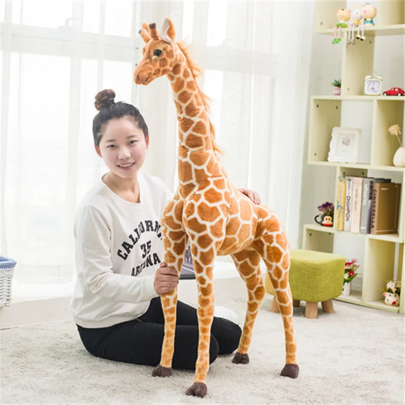 Three-dimensional simulation giraffe plush toy doll indoor bar lobby furnishings realistic animal models children's day birthday