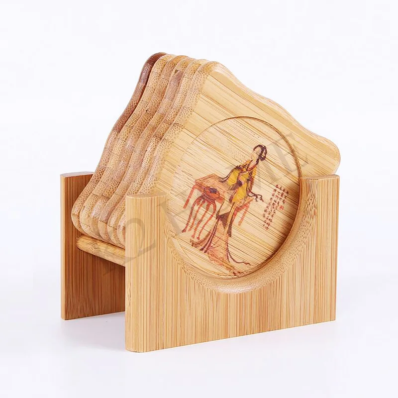 Home Drink Coaster Chinese Bamboo Table Mat Drink Placemats Square Placemat Coasters for Dining Table 6-Pack Home Drink Coasters - Цвет: Beautiful women