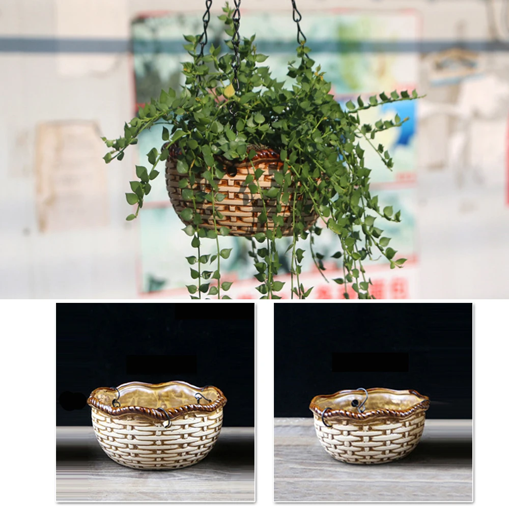 Wall Hanging Green Plant Flower Pot Ceramic Planter Box Holder Decoration Props