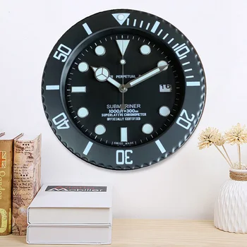 

Luminous Top Design Quality Metal Wall Clock Shape Wall Clock with Silent Mechanism with home decor logo Best Gifts Friend