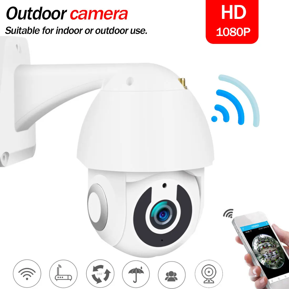 

1080P HD Smart IP Camera 2MP Dome Monitor PTZ Control Security System Support TF Card Cloud Storage Home Video Surveillance