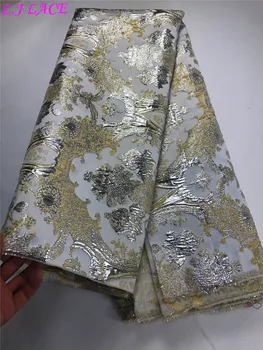 

High quality fashion soft cotton material nice printed organza lace tissue brocade lace fabrics 5 yards aso ebi lace fabric
