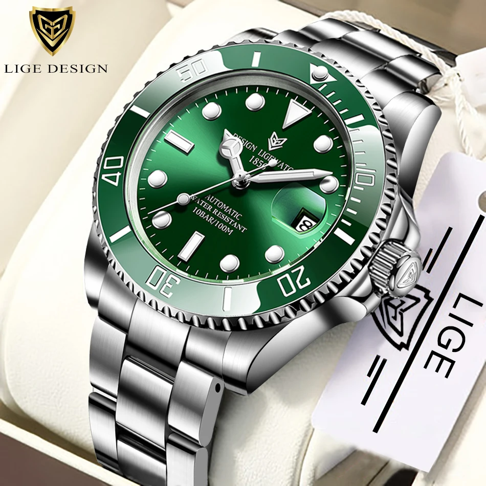 2021 LIGE İzle erkekler otomatik mekanik Tourbillon hareketi 316L çelik saat moda ışık 100 su geçirmez saatler Mens izle