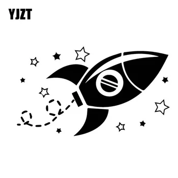 

YJZT 15.4CM*9.1CM Dreamy Rocket With Star Aerocraft Delicate Vinly Decal Cool Decor Car Sticker Black/Silver C27-1273