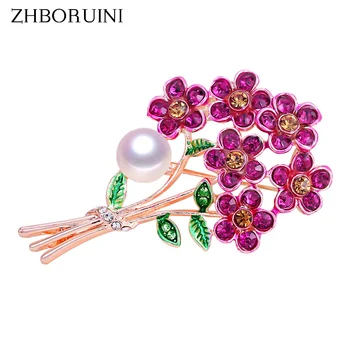 

ZHBORUINI 2019 Natural Pearl Brooch Bouquet Flower Pearl Breastpin Freshwater Pearl Jewelry For Women Christmas Gift Accessories