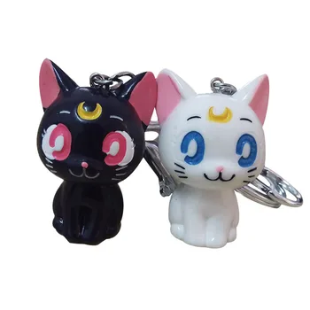 

12pcs Anime Sailor Moon Keychain Luna Purple black Cat Cosplay key chain Cute animal Pendant Keyring gift for women kids fashion