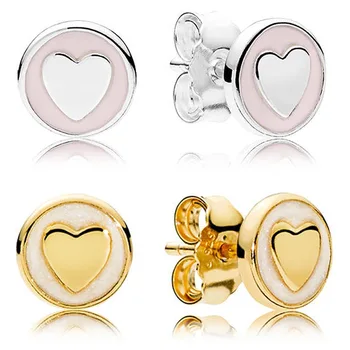 

Authentic 925 Sterling Silver Earring Golden Shine Sweet Statements Studs Earrings For Women Wedding Gift Fine Jewelry