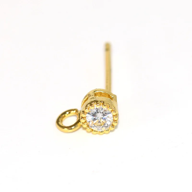 

6pcs Stud Earrings Crystal Copper Base for Earrings Unusual DIY Pin Jewelry Making Findings Accessories DIY Silver Gold Color
