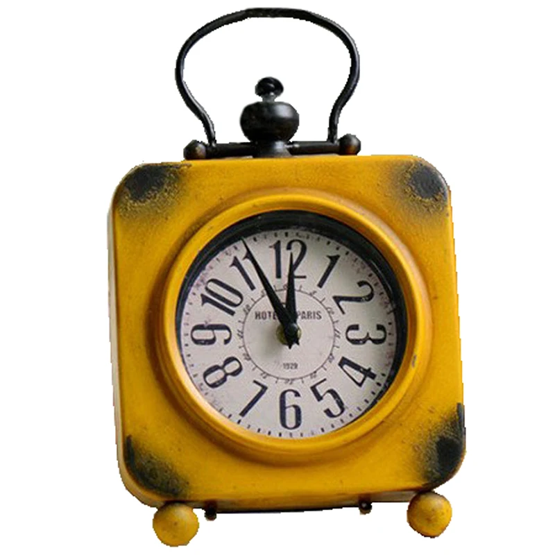 New Vintage Clock, Desk Clock, Square Wrought Iron Clock, Home Decoration, Desk Decoration, Small Clock