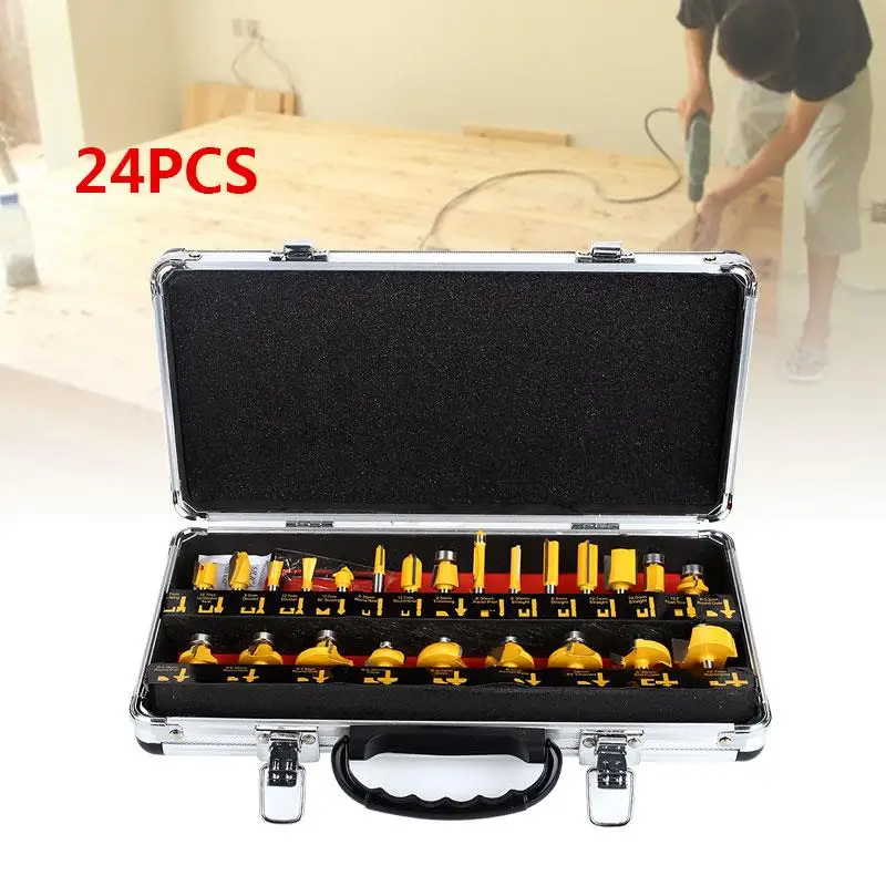 

Strong Cutter Bit Aluminum Box Woodworking Tools Cork Drilling Punching Milling Cutter Milling Cutter Suit 24pcs 1/4 Drill Hole