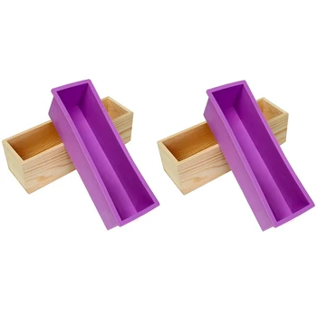

Flexible Rectangular Soap Silicone Mold with Wood Box DIY Tool for Soap Cake Making 42Oz (Purple-2PCS)