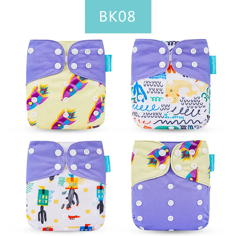 BK08 only diaper Happyflute 4 шт./компл. моющиеся экологически чистые тканевые подгузники; регулируемый пеленки Многоразовые подгузники из ткани подходит 0-2years, на Возраст 3-15 кг для малышей - Цвет: BK08 only diaper