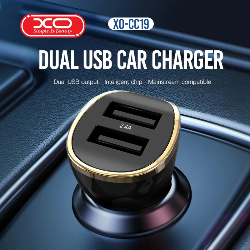 Автомобильное зарядное устройство для телефона XO CC19 USB Samsung S10 S9Plus автомобильное