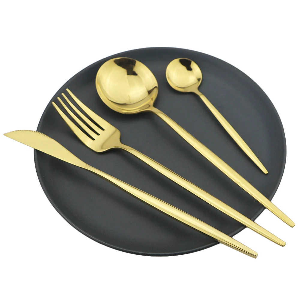 1/4pcs Cutlery Set Blue Dinnerware Set 18/10 Stainless Steel Dinner Fork Knife Spoon Luxury Tableware Kitchen Silverware cutlery set western style cutlery set picnic cutlery set stainless steel cutlery set