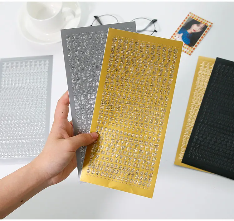 1 Sheet PVC Waterproof Durable Korean Golden Silver English Letter 11 H476e66756d59422ea31e6e5981eaf071e