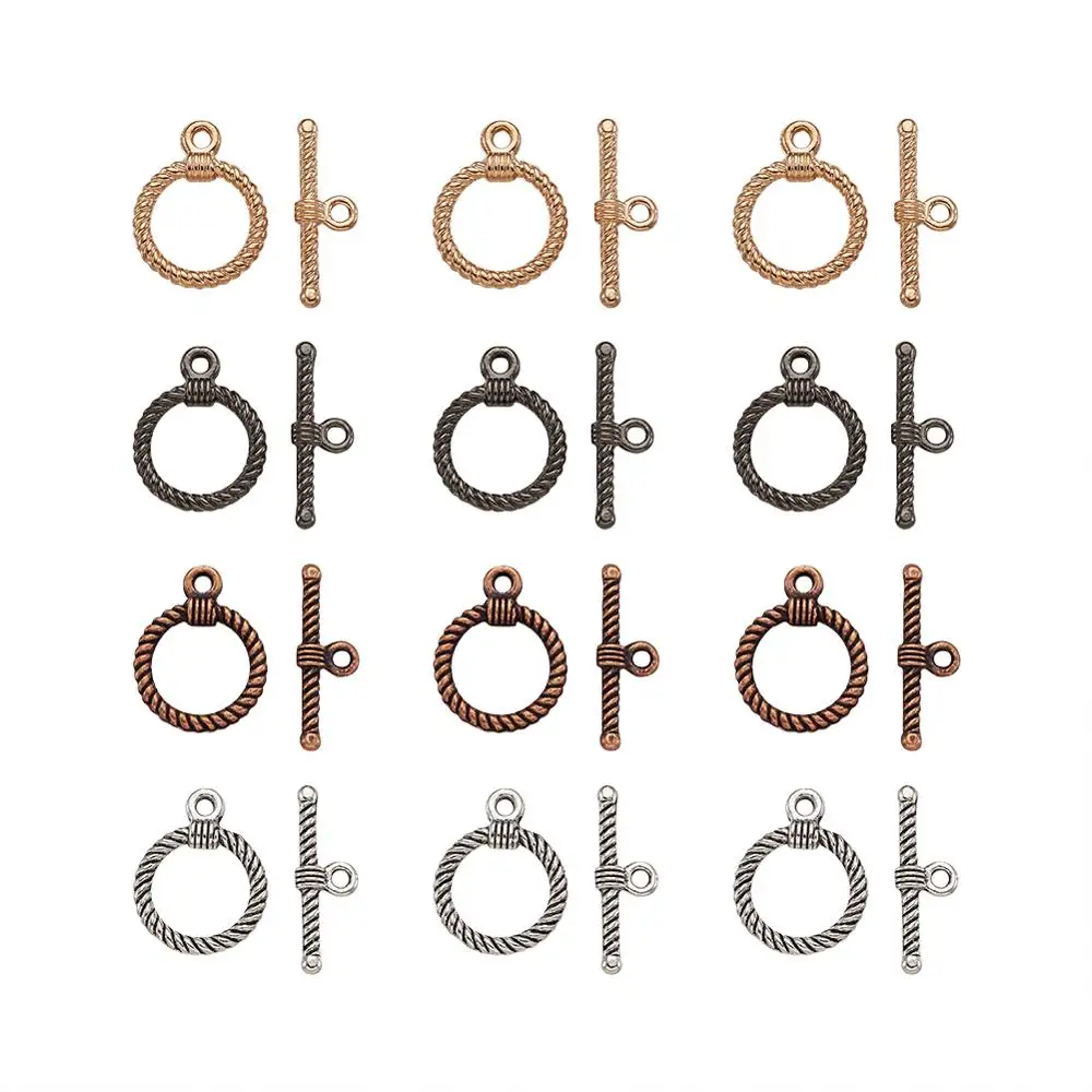 

PandaHall 20set Tibetan Style Alloy Toggle Clasps Jewelry Making Findings Clasps Mixed Color 5set/color, 20set/bag