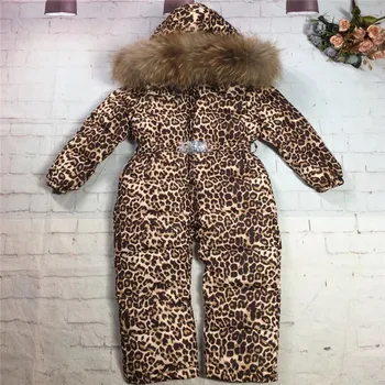 

Baby Clothes Winter Jumpsuit For Newborns Infant Warm Down Leopard Print Hooded Romper Baby Overalls For Children 0M-3T