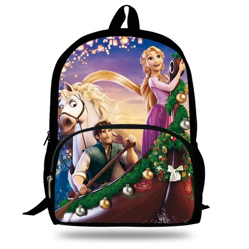 Mochila con estampado de princesa Rapunzel para niños, bolso escolar con estampado de princesa, bandolera de dibujos animados, 2020