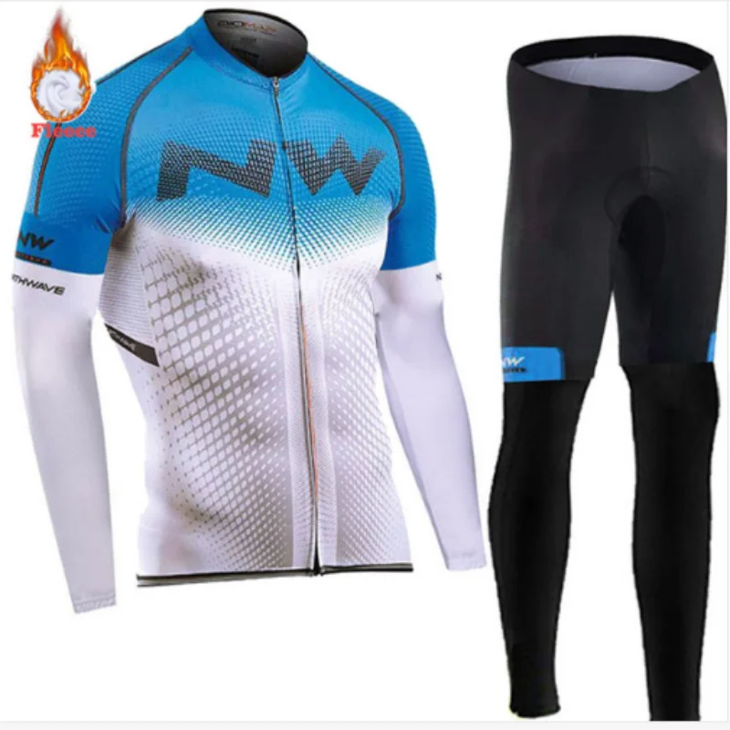 Pro Team NW Зимняя Теплая Флисовая велосипедная одежда для мужчин Northwave Джерси костюм для прогулок верховой езды на велосипеде MTB Одежда комбинезон комплект - Цвет: A-8