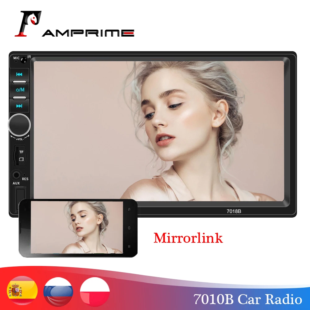 Online AMPrime 2din 7018B Auto Multimedia player Stereo Bluetooth Radio Auto audio 7 2 DIN Touchscreen Autoradio Mit Hinten view Kamera