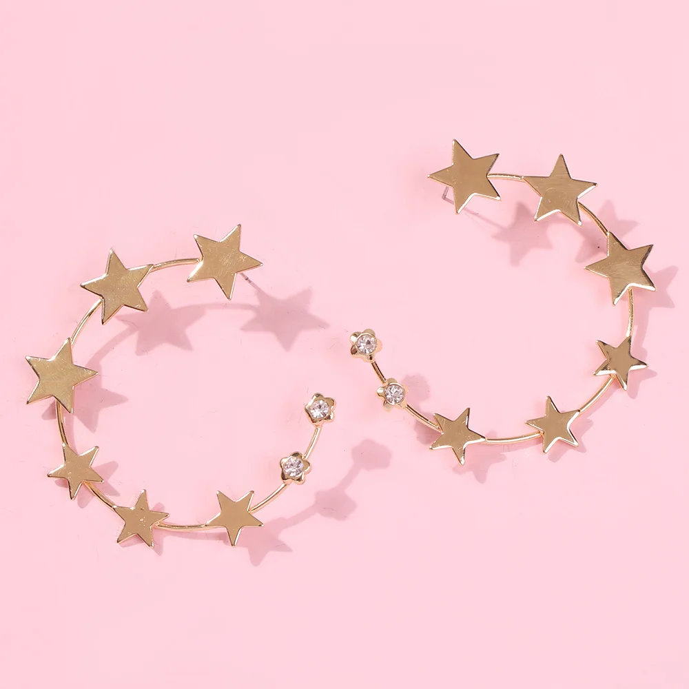 

2019 New Simple Star Hoop Earrings For Women Trendy Fashion Hot Sale Alloy C shape Earrings Earring Accessory Jewelry Wholesale