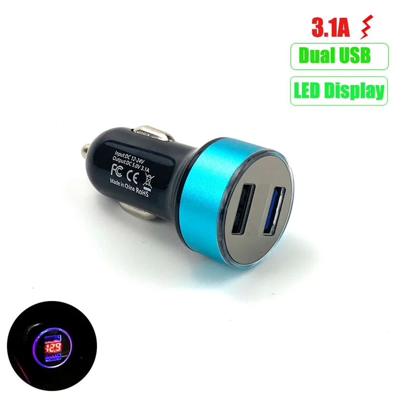 3.1A Dual Usb Caricabatteria Da Auto Display A Led Per Renault Espace Twingo Clio Zoe Kwid Simbiotoz Arkana Duster Ez-Pro Lodgy Alpine A110