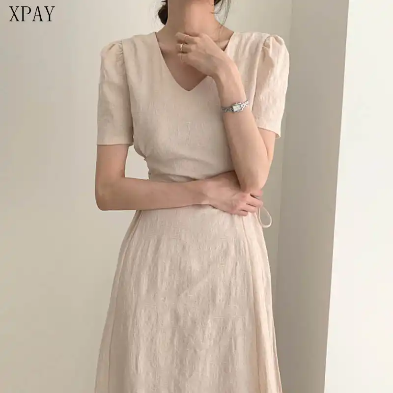 Korean linen dress Clearance