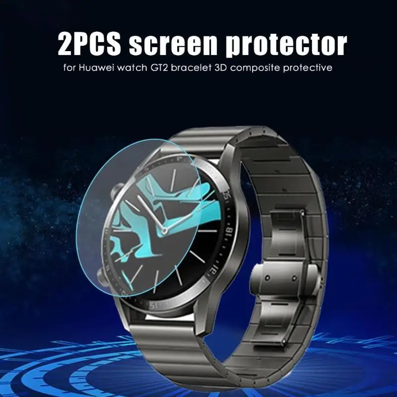 2 шт 3D прозрачная защитная пленка полное Закаленное стекло протектор экрана спортивные часы защитный чехол для huawei часы GT2 браслет