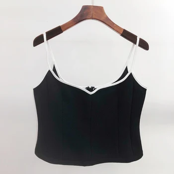 

Sexy Strap Vest Fashion Female Shirt Short Tops 2020 Summer Brand Black Vest Women