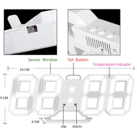 3D LED Wall Clock Modern Design Digital Table Clock Alarm Night Light Saat Wall Clock for Home Decor Living Room 3