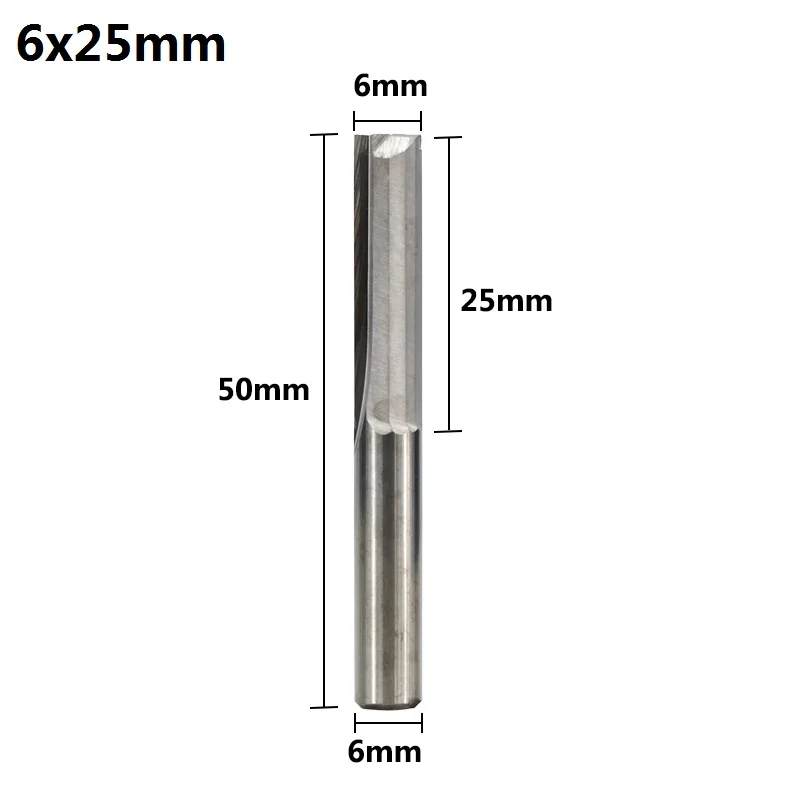 6x25mm XCAN 1 шт. 4 мм/6 мм хвостовик 2 Флейта прямая Концевая фреза Карбид ЧПУ маршрутизатор бит Гравировальный Бит прямой слот фреза - Длина режущей кромки: 6x25mm