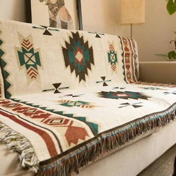 

European Geometry Throw Blanket Sofa Decorative Slipcover On Sofa/Plane Travel Plaid Non-slip Stitching Blankets