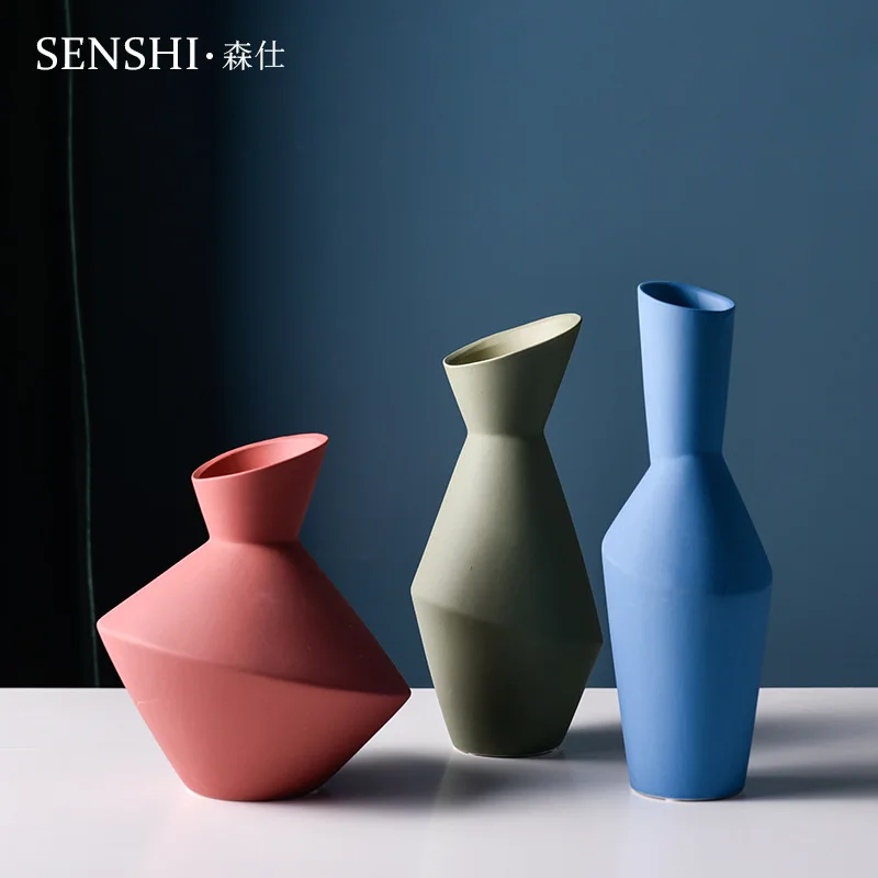 Нордическая Геометрическая необычная ваза Morandi Искусство Цветок для дома шкафа телевизора модель украшения Floreros De Decoracion