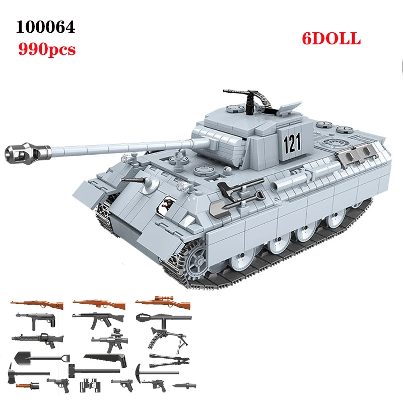 Новый 990 штук Военный танк пантера 121 строительные блоки военные WW2 бак армии