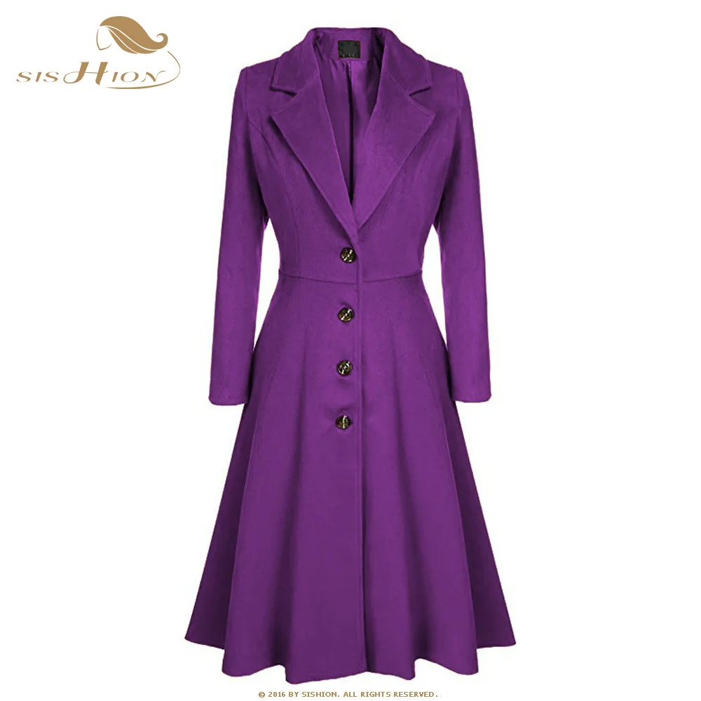 SISHION зимнее тонкое однобортное однотонное пальто Новое Женское шерстяное пальто QY0331 Длинная Верхняя одежда для женщин плюс размер пальто
