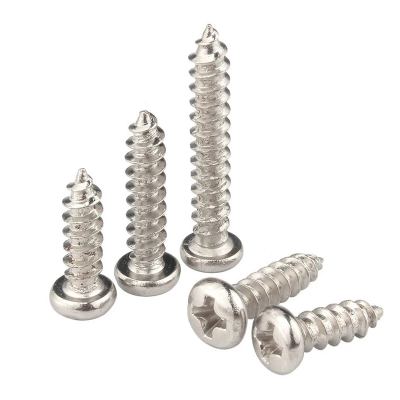 100pcs/Lot Nickel-Plated Carbon Steel Cross Recessed Round Head  Self-Tapping Screw M1 M1.2 M1.4 M1.7 M2 M3 M4 M5