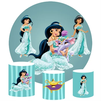 

Sensfun Circle Background for Photography Round Aladdin Princess Theme Backdrop Girl 1st Birthday Photo Booth Props Vinyl Banner