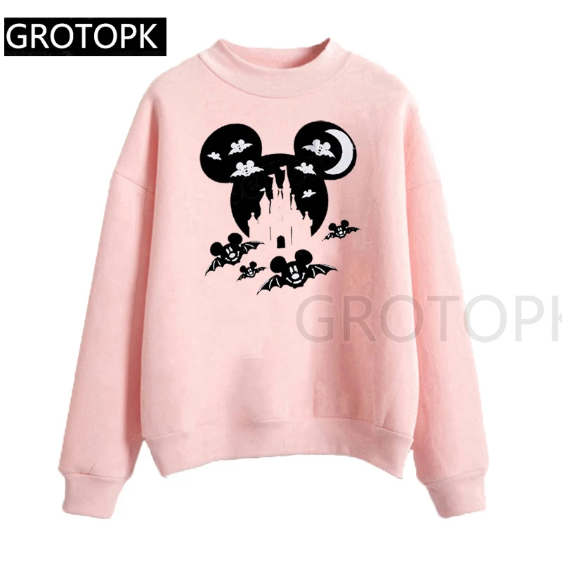 Толстовки Harajuku Ear Забавный мультфильм Летучая Мышь Хэллоуин фестиваль Графический свитер кроп-топ Женская модная Толстовка Повседневный