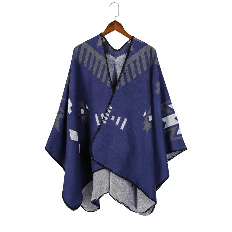 Дизайн зимние теплые богемные клетчатые пончо и накидки для женщин огромные Платки Обертывания кашемировые пашмины женские Bufanda
