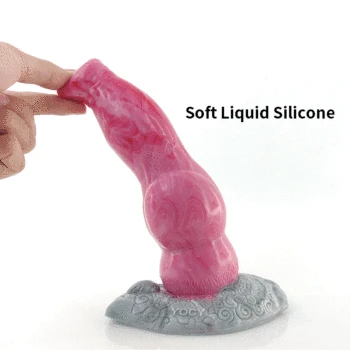 YOCY Huge Knot Dildo Wolf Dog Penis Realistic Animal Cock Sexy Toys Silicone Intimate Anal Butt Plug Masturbator With Sucker 6