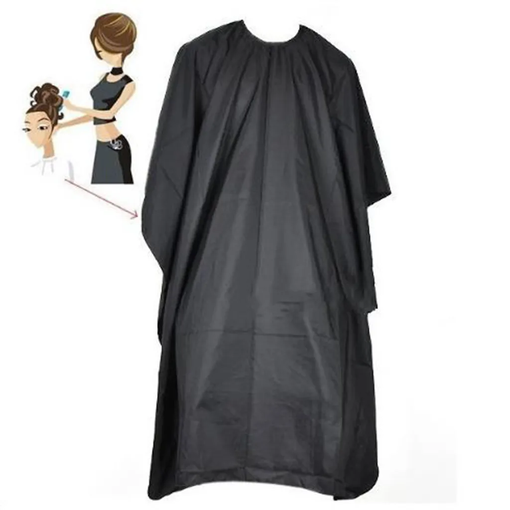 Capa de corte de pelo hecho a mano para Barbero, capa de corte de pelo para peluquería, bata de paño impermeable, chal de peluquero, color negro, DIY