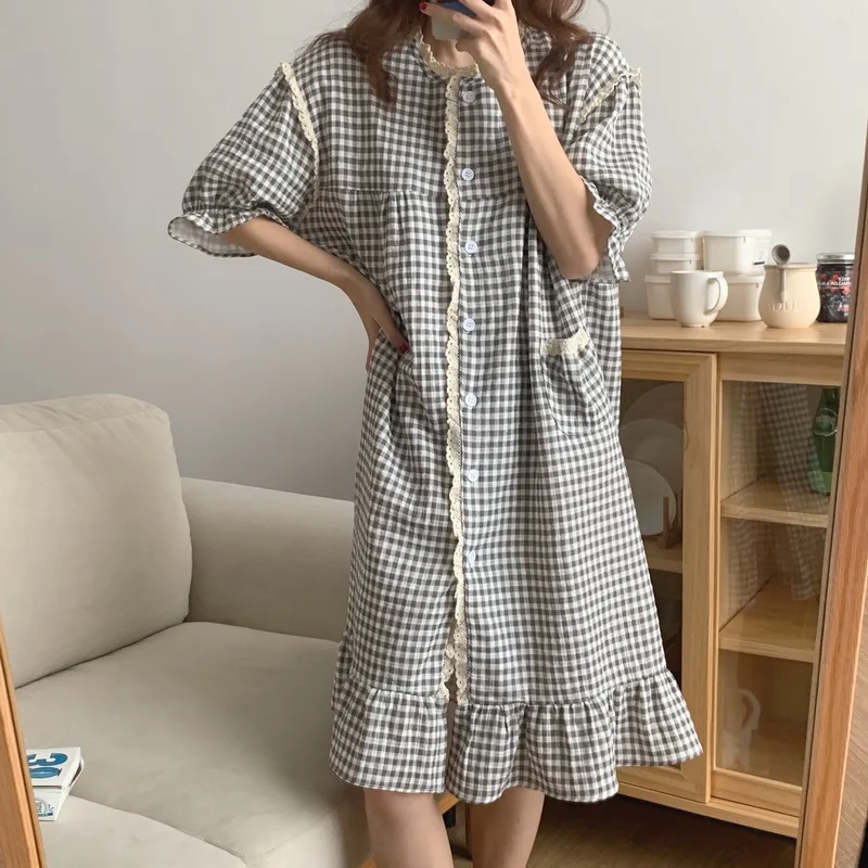 Alien Kitty New Summer Geometric Sweet 2021 Chic Femme Princess Pajamas